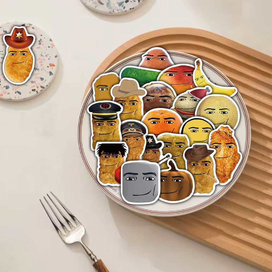 58 Stück PickJoy Roblox Meme Aufkleber Set mit Lächeln Huhn Nugget Motiven in Multicolor für Laptop, Telefon und Motorrad - Bild 4