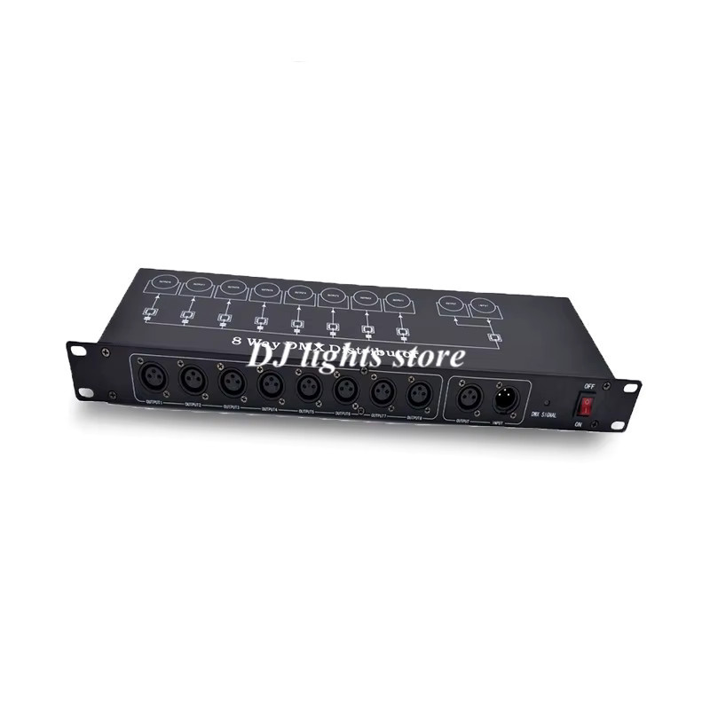 GVT DMX512-Splitter 8-Wege-DMX-Signalverstärker und Bühnenlicht-Controller in Schwarz aus Metall - Bild 2
