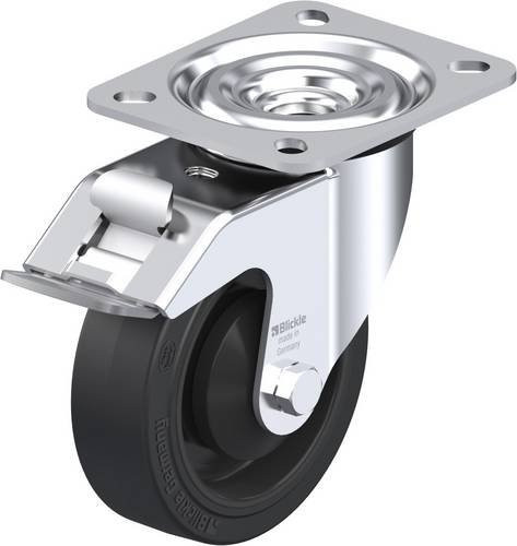 Blickle L-POEV 100KA-FI Lenkrolle mit Feststeller, Rad-Durchmesser: 100 mm, Tragfähigkeit: 200 kg, Farbe: Schwarz/Silber - Bild 1