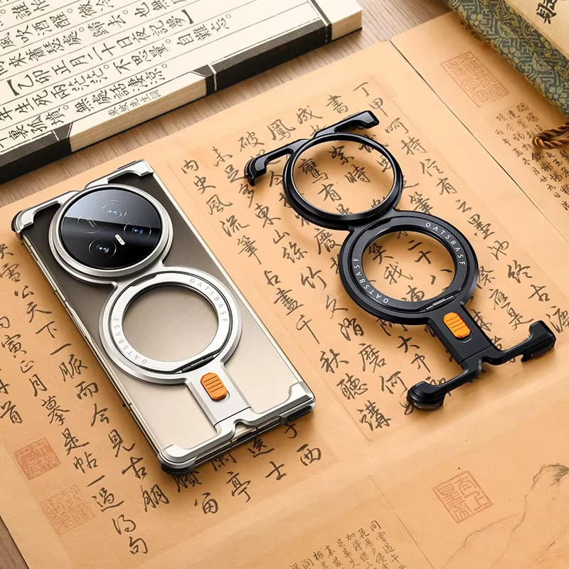 Eary Rahmenlose Handyhülle für Huawei Honor Magic V5 V3 mit 360 Grad drehbarem Magnetringständer in Schwarz - Bild 4