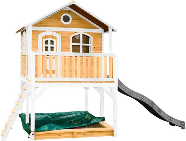 Axi Marc Spielhaus aus Holz in Braun und Weiß mit grauer Rutsche, B/H/T: 432 x 293 x 212 cm - Bild 1