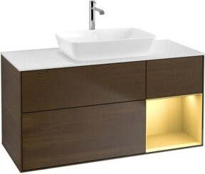 V&B Waschtischunterschrank Finion in Weiß mit Holzmaserung, Breite: 120 cm, Tiefe: 50,1 cm, Höhe: 50,1 cm - Bild 1