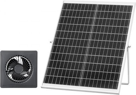 VEVOR Solar Ventilator mit 25W Solarpanel, 220 CFM Luftstrom und 2030 RPM, verstellbarer Panel-Winkel für Gewächshäuser, Grow Tents und Hühnerställe - Bild 1