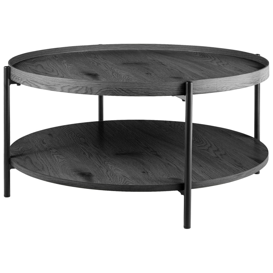 DELUKE Couchtisch HONIM Rund aus Holz in Grau, B/T/H: 80 x 80 x 40 cm - Bild 2