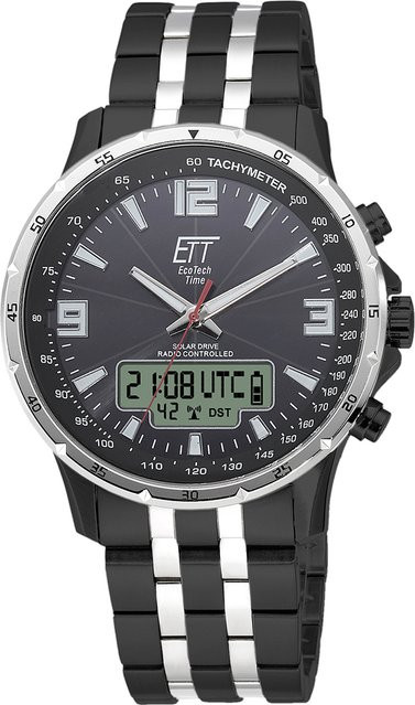 ETT Herrenuhr Solar, Edelstahl, 43 mm, Schwarz, Analog-Digital - Bild 1