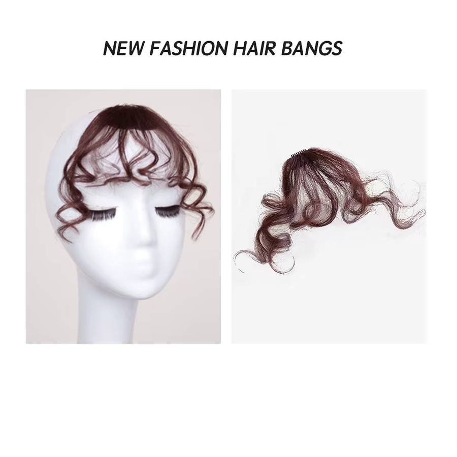 LUPU Clip-in-Haarverlängerungen, synthetisch, lockig, Pony, Schwarz, Braun - Bild 3