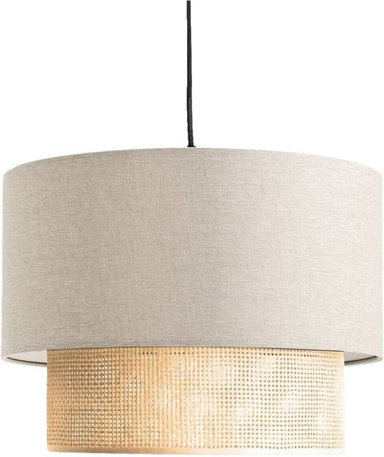 Opviq Pendelleuchte beige Stoff B/H/T: 30 x 70 x 30 cm mit E27 Fassung - Bild 1