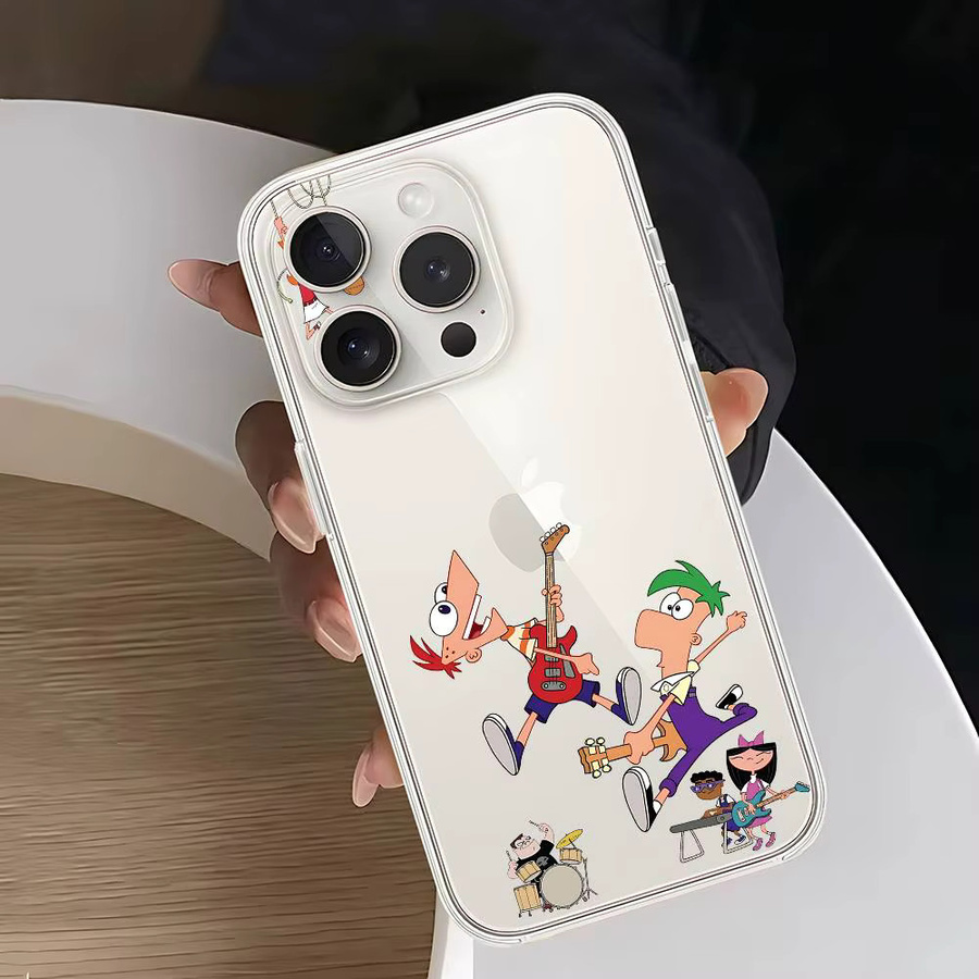 Mesuca Handyhülle Phineas und Ferb für iPhone 11 bis 17 Pro Max Mini Plus, transparente und stoßfeste Hülle - Bild 5