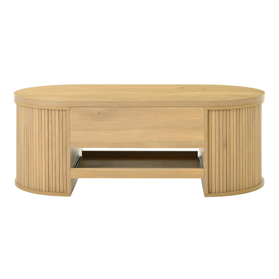 okwish Couchtisch mit höhenverstellbarer Tischplatte und gebogenen Holzseiten in Walnuss Natur, B/T/H: 110 x 56 x 40 cm - Bild 2
