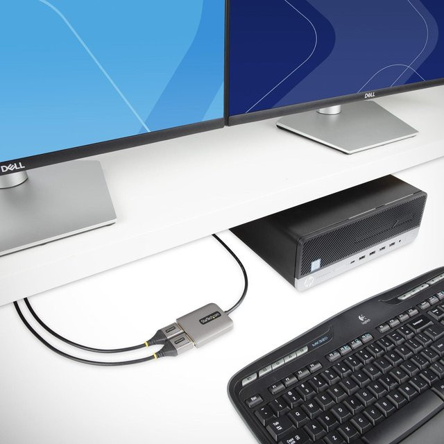StarTech.com 2-Port DisplayPort MST Hub MST14DP122DP, 2x 4K 60Hz DisplayPort Splitter auf 2x DP 1.4 Multi-Monitor Adapter, Grau, Kabellänge: 30 cm - Bild 1