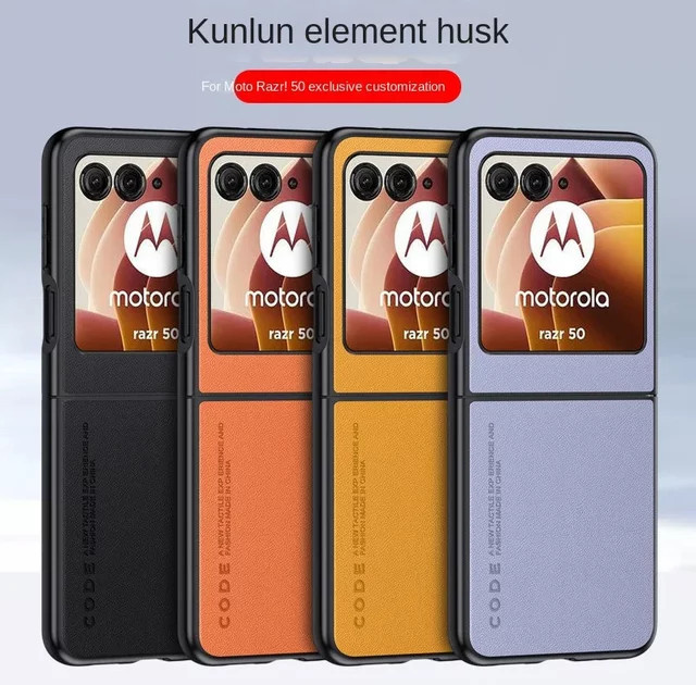 Premium Lederhülle für Motorola Razr 50, Razr 40 und Razr 60 Ultra in Rot, stoßfeste Handyhülle aus Hartplastik - Bild 1