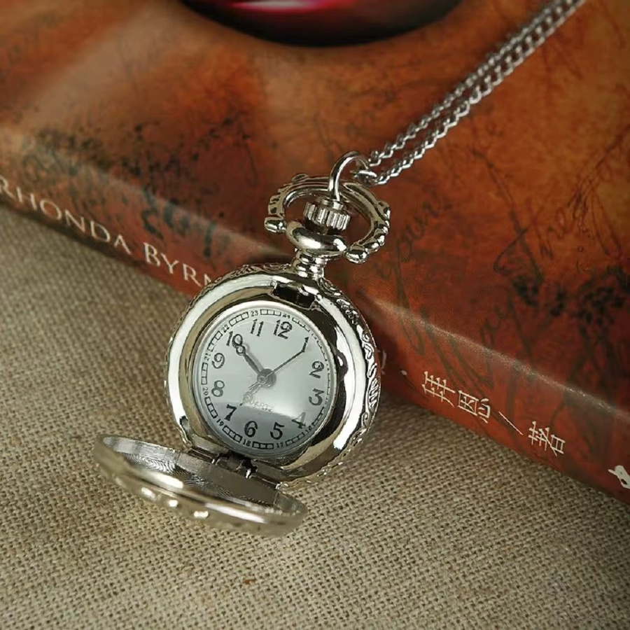 Taschenuhr Silber, Schmetterling, Quarz, Unisex, Vintage - Bild 2