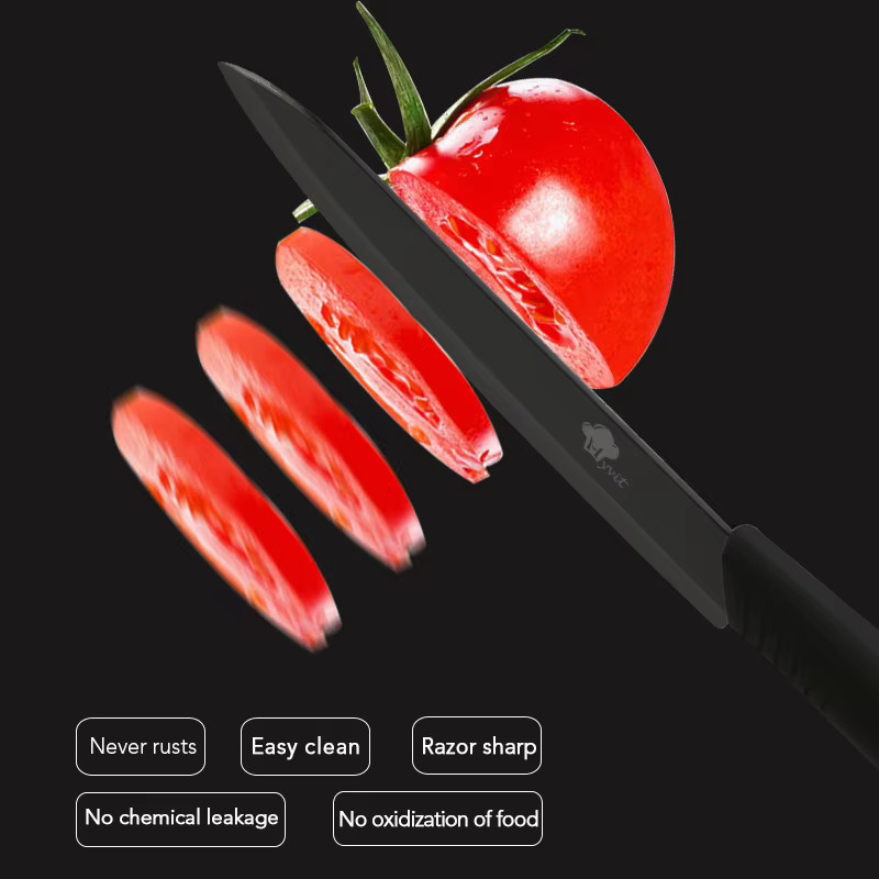MYVIT Keramikmesser Set mit schwarzer Zirkonia-Klinge in Schwarz und Rot - Bild 1