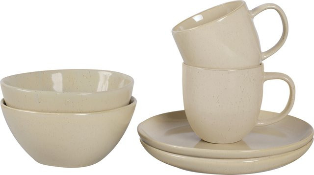 Bongusto Frühstücks-Set aus Keramik und Steinzeug in Weiß und Beige - Bild 1