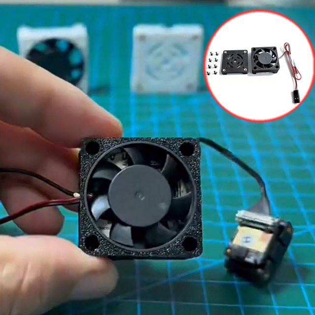 VTX Kühlventilator Set für DJI O4 und O4 Pro Air Unit mit Gehäusekonstruktion, oberem Lufteinlass und seitlichem Luftauslass, Schwarz - Bild 1