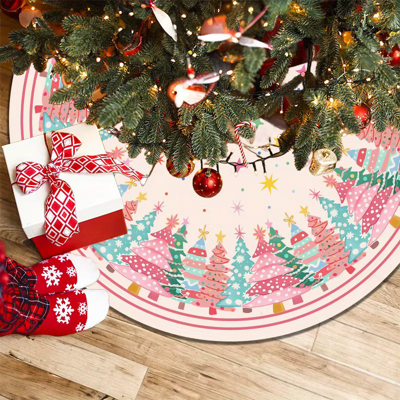 VIKAMA Weihnachtsbaumrock in Rosa im ländlichen Stil mit floralem Design - Bild 2