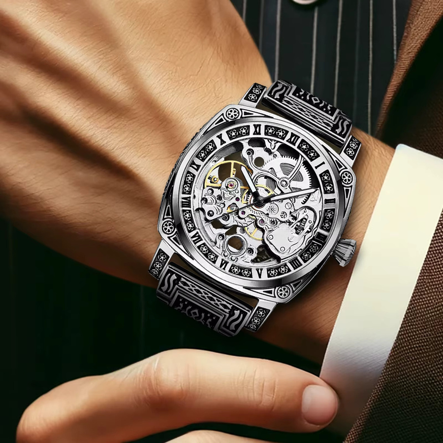 CAROTIF Armbanduhr Automatik, Edelstahl, Silber, Herren - Bild 3