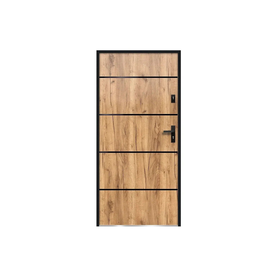 Haustür Naxara modern in Braun und Schwarz aus Stahl, B: 95 cm, H: 207 cm, T: 90 cm - Bild 2