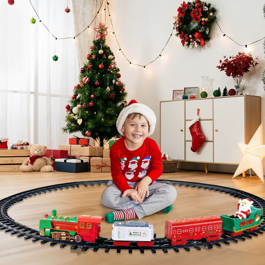 VATOS Weihnachtszug Spielzeug mit Musik und Licht als bunte Weihnachtsbaum-Dekoration für Kinder - Bild 2