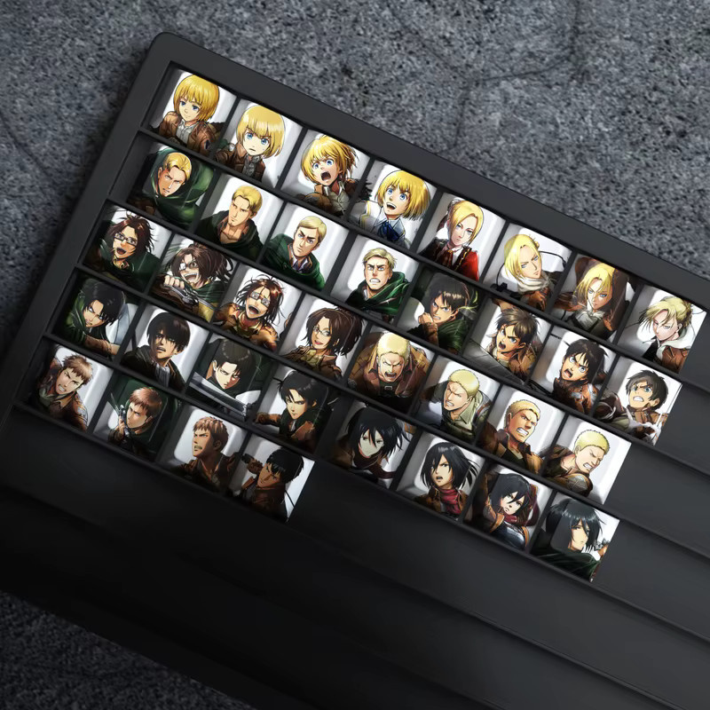 TOYOLEE Attack Giant Anime Tastenkappen, 4 Stück, Thermosublimation Keycaps für mechanische Tastaturen mit Cherry MX Cross Axis, Multicolour - Bild 2