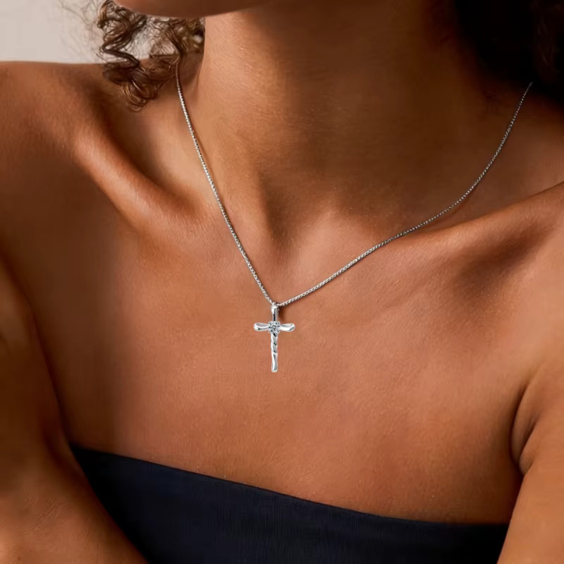 LOVESSOM Kreuz-Halskette, 925 Silber, Moissanit, Unisex - Bild 4