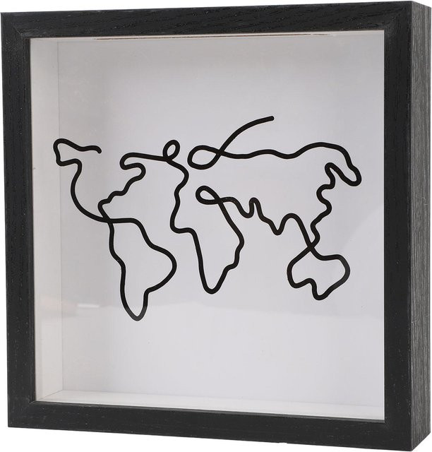Fishine Abenteuer Archivbox Schattenbox für Reiseerinnerungen und Tickets, Farbe: Schwarz/Grau, B/T/H: 29 x 29 x 1 cm - Bild 1