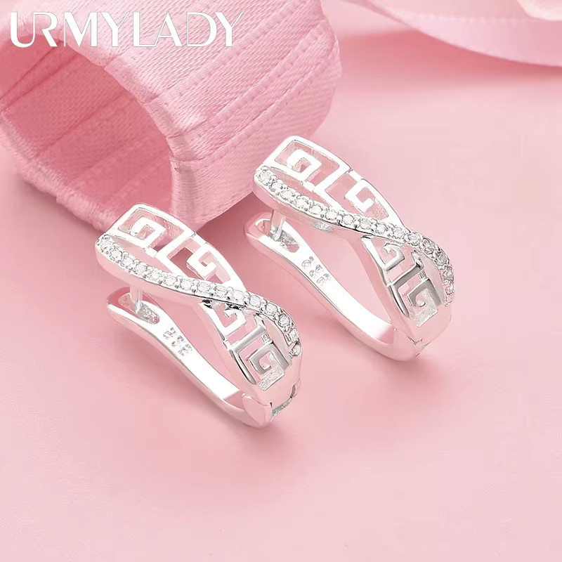 URMYLADY Clip-Ohrringe, 925 Silber, Zirkonia, Damen - Bild 2