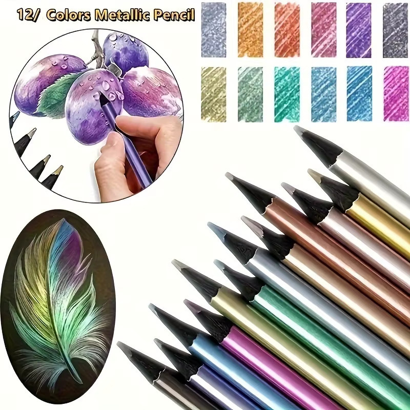 12-teiliges Metall-Buntstift-Set mit pigmentierten Farben in Multicolor für Künstler und Erwachsene - Bild 4