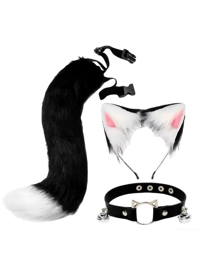 Katze Fuchs Ohren und Schwanz Set mit Glocke, Ring, Ohr Stirnband, Kinder - Bild 3