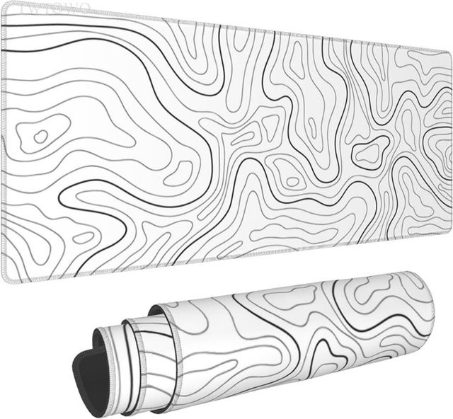 TWTOWO Gamer Mauspad White Contour Lines XL aus Naturkautschuk - Bild 1