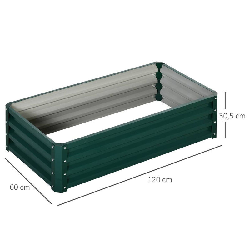Outsunny Hochbeet aus grünem verzinktem Stahl für Garten und Terrasse, B/H/L: 60 x 30,5 x 120 cm - Bild 2