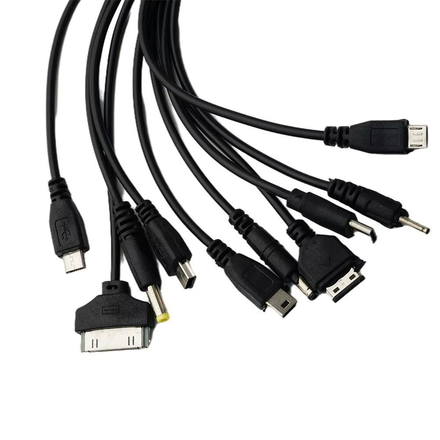 Universelles 10-in-1 Multi-Pin Ladekabel als Multifunktions-USB-Adapter in Schwarz für Telefon, Kopfhörer und Ladegeräte mit USB-A Anschluss - Bild 6