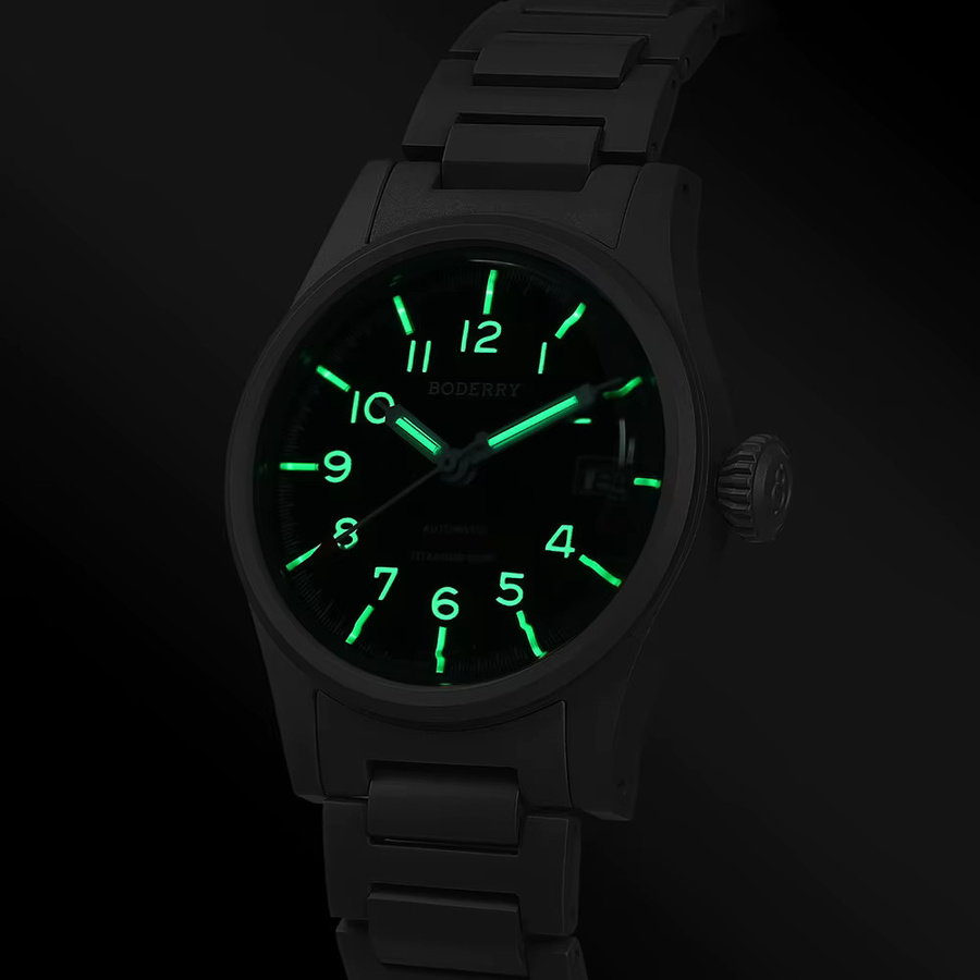 BODERRY Armbanduhr, Automatik, Titan, 38 mm, Herren, Schwarz - Bild 3