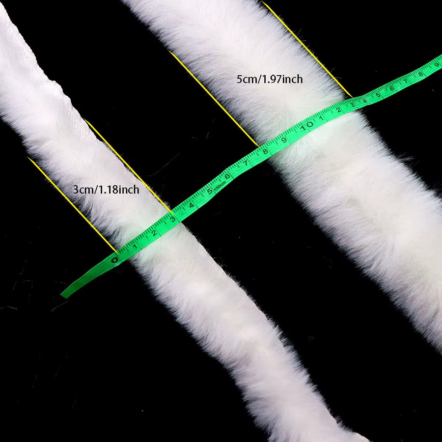 Weißes künstliches Pelzband mit Spitzenfransen für DIY-Dekorationen und Näharbeiten, Breite: 3 cm, Tiefe: 5 cm - Bild 2