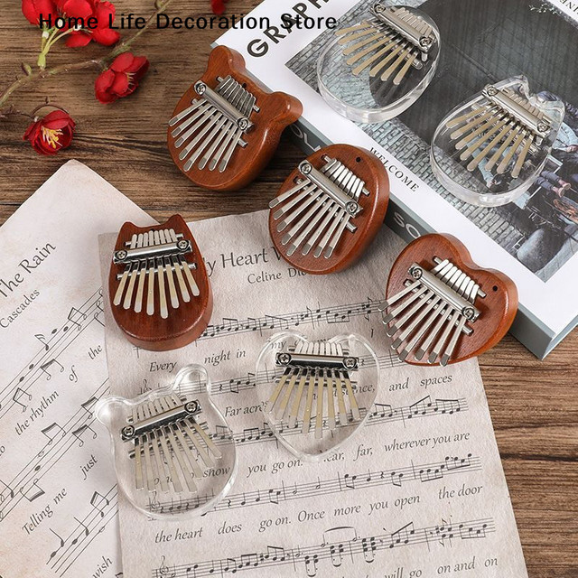 eelhoe Mini Kalimba Holz-Daumenklavier, 8-Tasten, mit Trageband - Bild 1