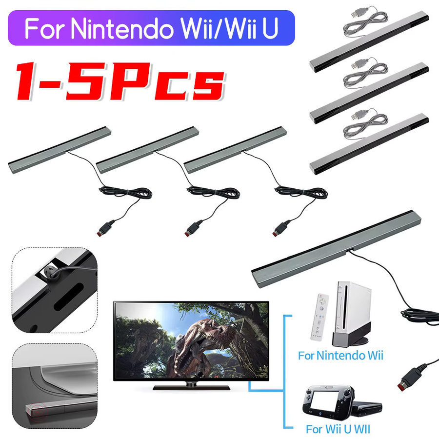 Ersatz Sensor Bar mit USB-Stecker für Nintendo Wii und Wii U, IR-Signal Empfänger Zubehör, Schwarz - Bild 2