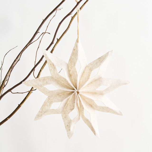 BLUME2000 Papier Dekohänger Stern in Cremeweiß für Weihnachten und Winter - Bild 1