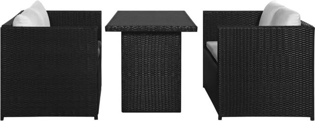 vidaXL 3-tlg Garten-Lounge-Set Modell 10 aus Poly Rattan mit Auflagen in Schwarz - Bild 1