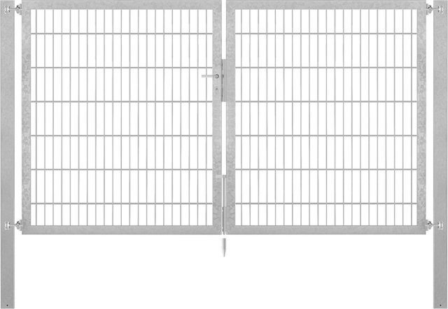 Doppeltor Flexo Plus aus Stahl, Breite: 250 cm, Höhe: 140 cm, inklusive Pfosten B/T: 80 x 80 cm, feuerverzinkt - Bild 1