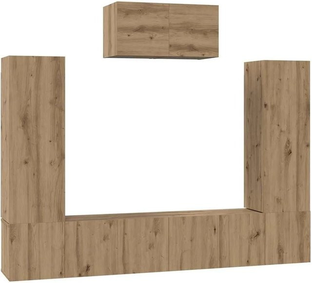 vidaXL TV-Schrankset Wandmontiert 7-teilig in Artisan-Eiche, Braun, MDF - Bild 1