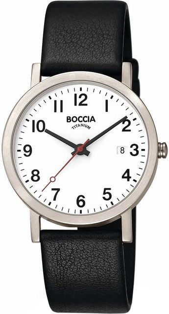 Boccia Herrenuhr, Quarz, Titan, 38 mm, Leder, Weiß, 5 ATM - Bild 1