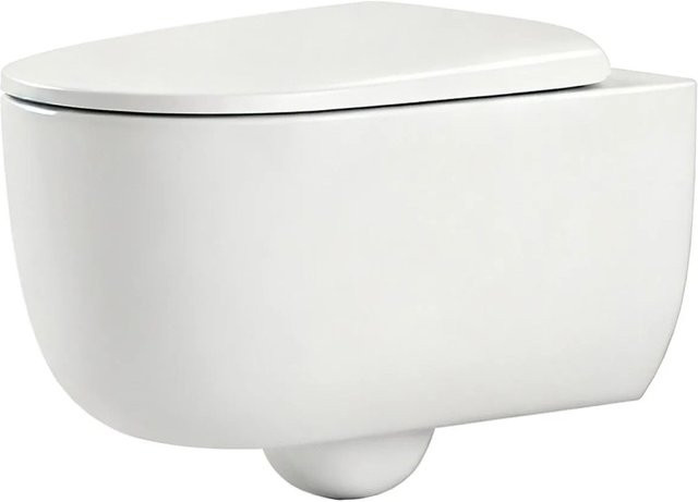 Emke Wand-WC Set aus Keramik mit Tiefspülung und Soft-Close Deckel, Spülrandlos, Weiß, B: 35,5 cm, H: 36,5 cm, T: 55,5 cm - Bild 1