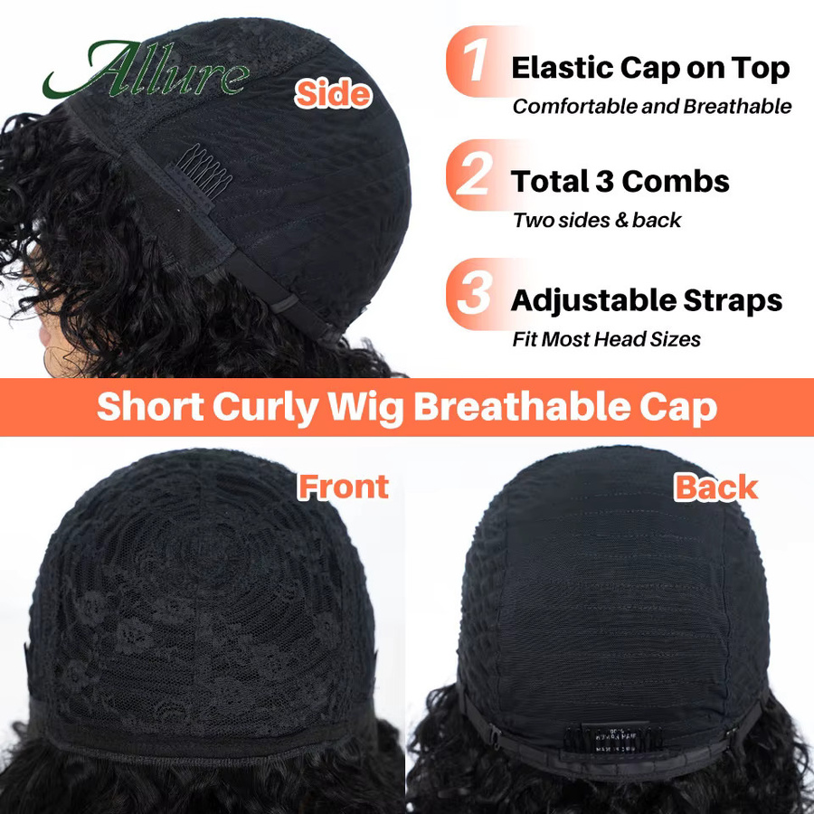 Allure Afro-Lockenperücke aus Echthaar, Bob mit Pony, Glueless - Bild 5
