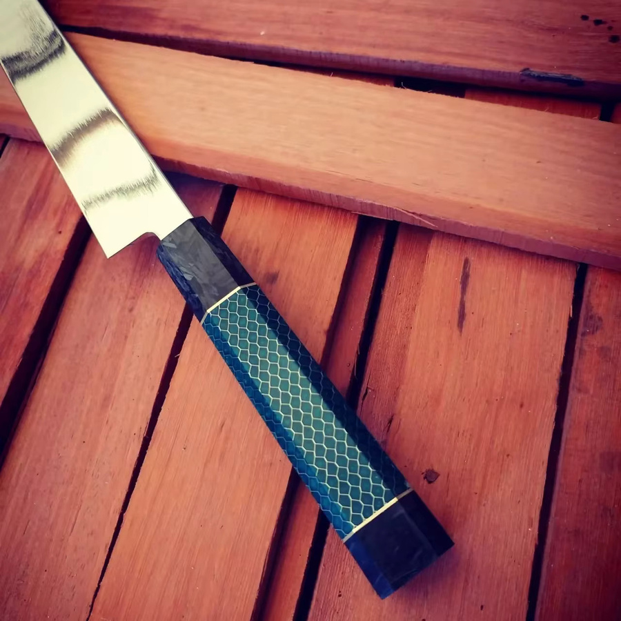 Tynny Sashimi-Messer Yanagiba aus 10 Cr15MoV Edelstahl mit Harzgriff und silberner einseitiger Klinge - Bild 2