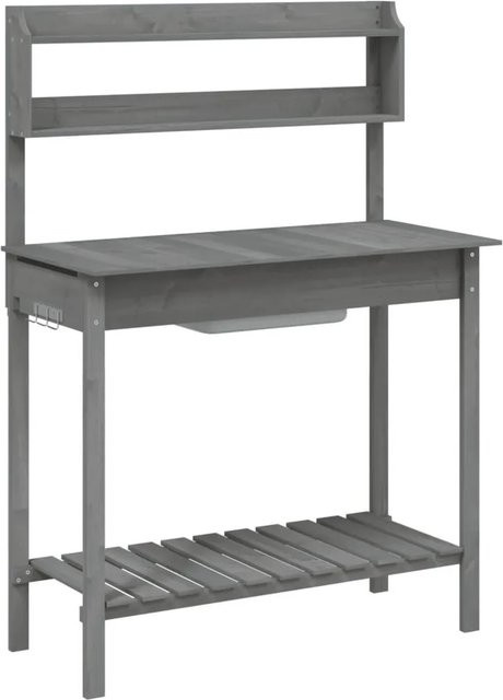 vidaXL Pflanztisch mit Waschbecken aus Massivholz Tanne in Grau, B/T/H: 147,5 x 44 x 139,5 cm - Bild 1