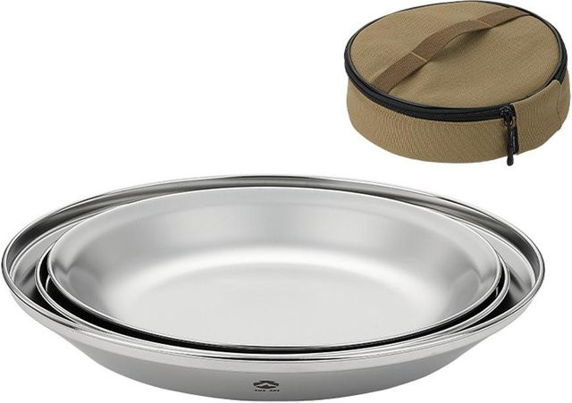 Aimo Edelstahl Obstschale und Camping Geschirr Set in Grau/Silber - Bild 1