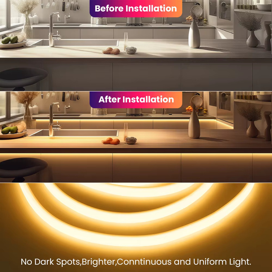 HAGAHA COB LED-Streifenlicht mit Schalter, wasserdichte flexible Neonlampe aus Silikon, Farben: Rot, Grün, Pink und Weiß, 220V - Bild 5