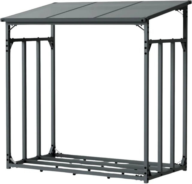 DELUKE Kaminholzregal Außen ELOS mit Dach aus Metall in Anthrazit, B/T/H: 140 x 70 x 145 cm - Bild 1