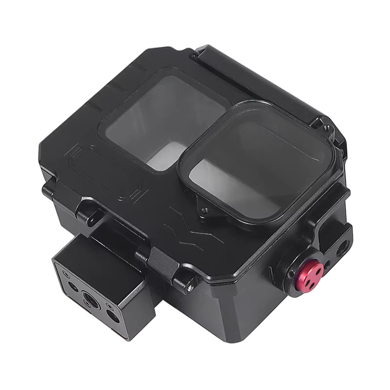 Wasserdichtes Aluminium Tauchgehäuse und Schutzrahmen mit Kaltgaragen-Montage für GoPro 9, 10, 11, 12 und 13 in Schwarz - Bild 3