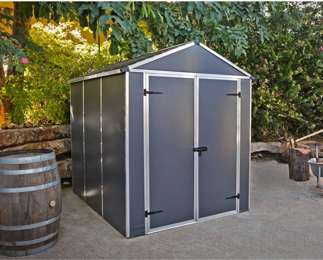 Canopia Rubicon Gerätehaus Anthrazit mit Anti-Rutsch-Boden Easy-Slide-System B: 229 cm, T: 185 cm, H: 217 cm - Bild 1